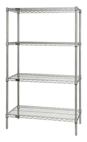 Quantum wire shelving 4-shelf starter units - stainless steel 14" x 42" x 54"