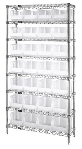 Clear-View hang and stack bins - complete wire package 12" x 36" x 74"