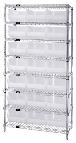 Wire Shelving and Clear-View Bin System - Complete Package 18" x 36" x 74"