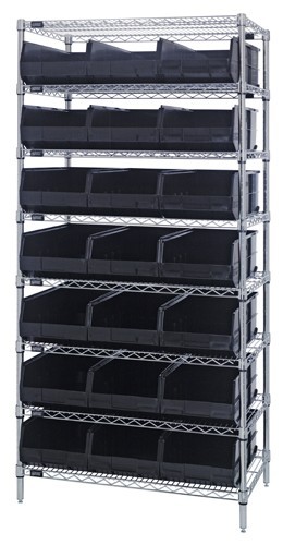 Stackable shelf bin wire shelving packages 14" x 36" x 74" Black