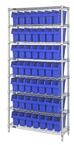 Quantum wire shelving units with store-max 8" shelf bins 