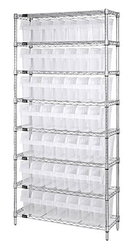 Wire shelving units with clear-view store-max 8" shelf bins 