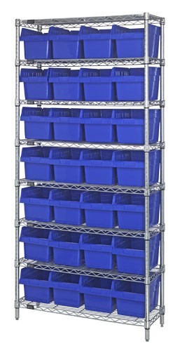 Quantum wire shelving units with store-max 8" shelf bins 