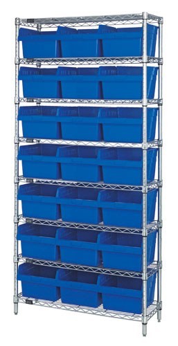 Quantum wire shelving units with store-max 8" shelf bins 