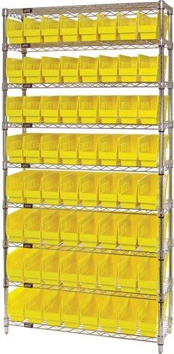 Wire Shelving Shelf Bin System - Complete Wire Package 24" x 36" x 74" Yellow