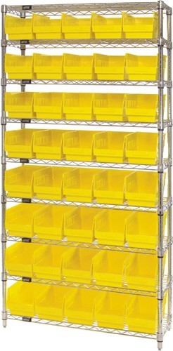 Wire Shelving Shelf Bin System - Complete Wire Package 12" x 36" x 74" Yellow