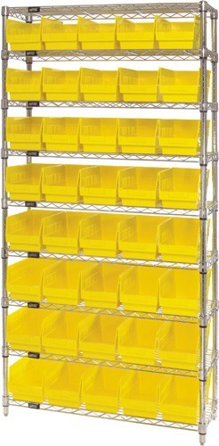 Wire Shelving Shelf Bin System - Complete Wire Package 24" x 36" x 74" Yellow