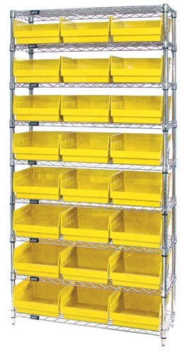 Wire Shelving Shelf Bin System - Complete Wire Package 12" x 36" x 74" Yellow