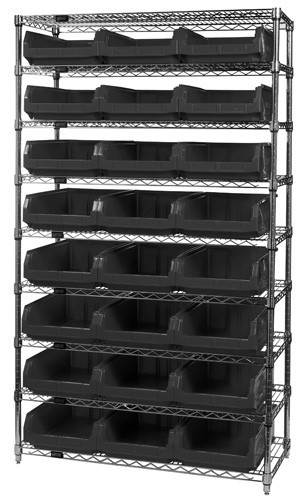 Magnum bin wire units - complete package 42" x 18" x 74" Black