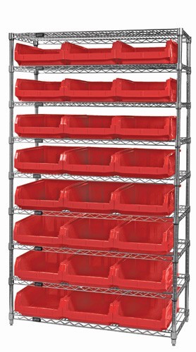 Magnum bin wire units - complete package 42" x 18" x 74" Red