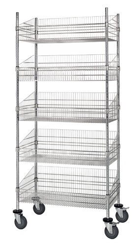 Mobile 5 post basket units - chrome 18" x 24" x 80"