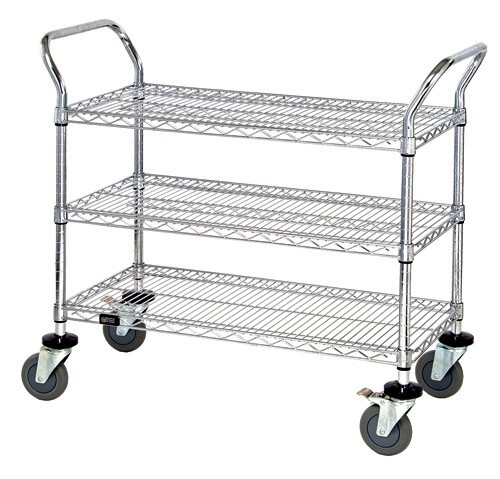 Quantum wire utility carts - chrome 48" x 18" x 37-1/2"