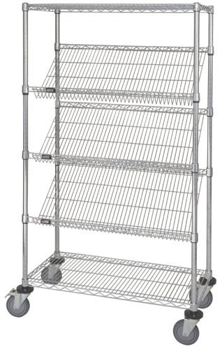 Wire slanted shelf cart 24" x 36" x 69"