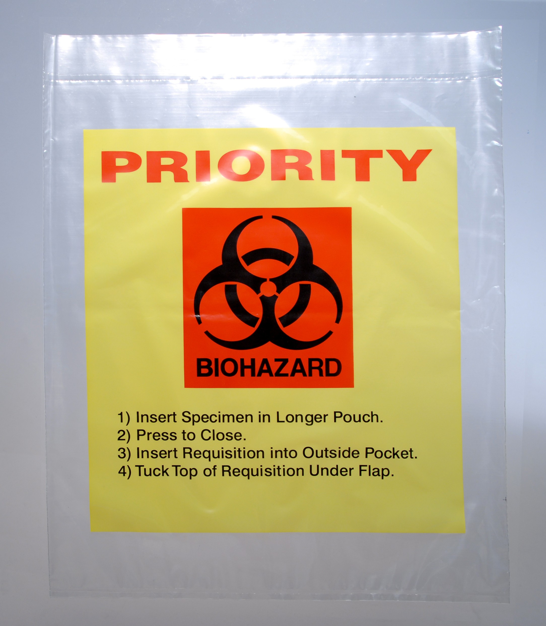 Bag Poly 12x15 2Mil Ziplock w/Print Yellow Tint (Biohazard) 1000/CS