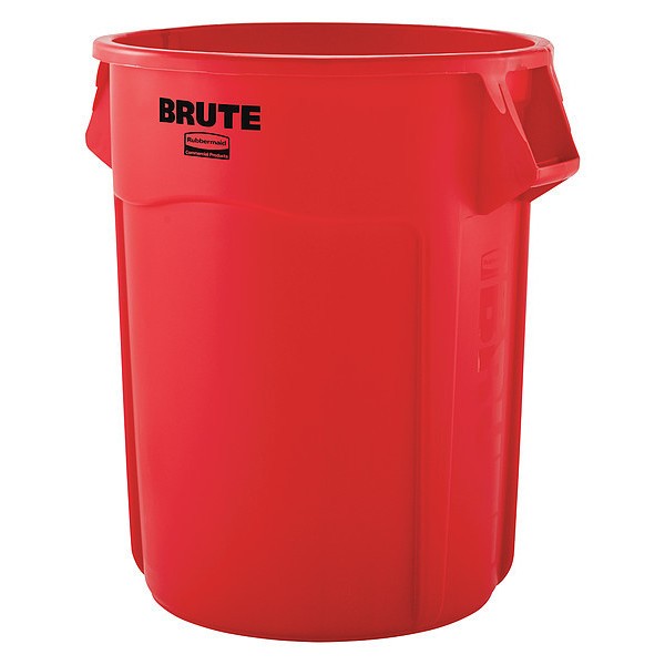 Trash Can 55 Gallon Round Open Red