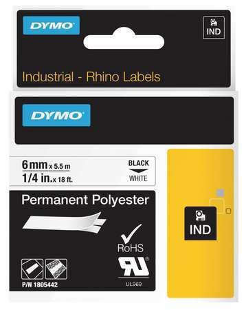 Label .25x18' Black/White Polyester