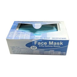Face Mask 3Ply Cleanroom Opelon Earloop Blue/White 50/BX 20BX/CS
