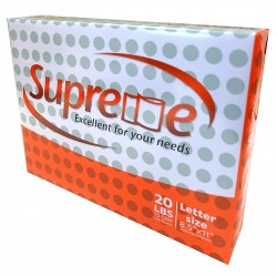 Paper Copy 8.5x11 20# White 96 Brightness SUPREME BRAND 500/RM 10/CS 40CS/PLT
