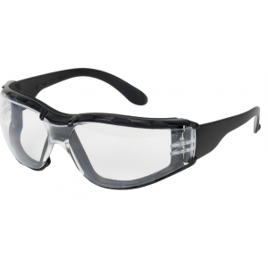 Safety Glasses Rimless Clear Foam Padding Black 12/BX 12/CS