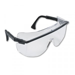 Astro OTG 3001 Wraparound Safety Glasses, Black Plastic Frame, Clear Lens