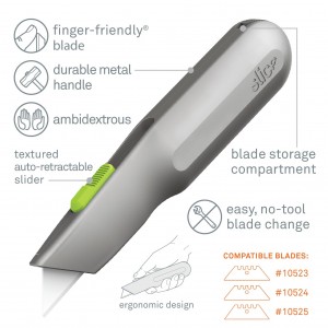 Slice Knife Utility Metal Handle Auto Retractable Blade 