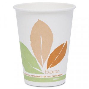 Bare PLA Hot Cups, White w/Leaf Design, 12 oz.