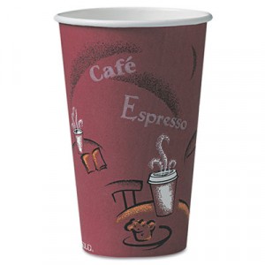 Bistro Design Hot Drink Cups, Paper, 16 oz, Maroon