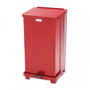 Defenders Biohazard Step Can, Square, Steel, 12 gal, Red