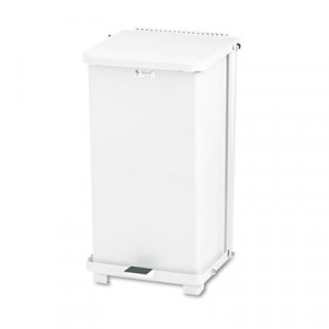 Defenders Biohazard Step Can, Square, Steel, 12 gal, White