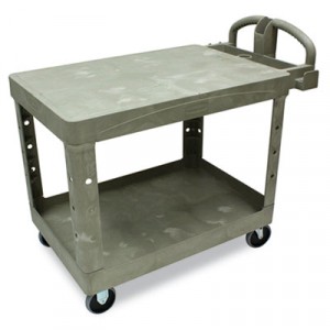 Flat Shelf Utility Cart, 2-Shelf, 25-7/8w x 43-7/8d x 33-1/3h, Beige