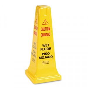 Four-Sided Wet Floor Safety Cone, 10-1/2w x 10-1/2d x 25-5/8h, Yellow