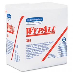 WYPALL X80 Wipers, 1/4-Fold, HYDROKNIT, 12 1/2x13, White