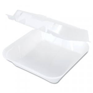 Snap-It Vented Foam Hinged Container, White, 8-1/4x8x3, 100/Bag