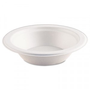 Compostable Sugarcane Dinnerware, 12 oz. Bowl, Natural White