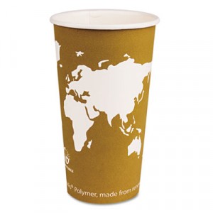 World Art Renewable Resource Compostable Hot Drink Cups, 20 oz, Tan