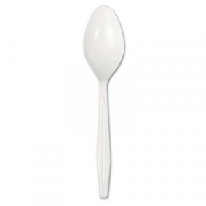 Full-Length Polystyrene Cutlery, Teaspoon, White