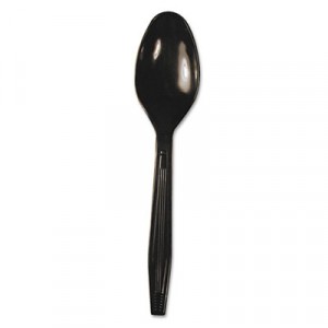 Full Length Polystyrene Cutlery, Teaspoon, Black