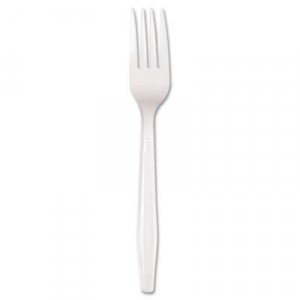 Full Length Polystyrene Cutlery, Fork, White, 100/Box