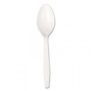 Full-Length Polystyrene Cutlery, Teaspoon, White