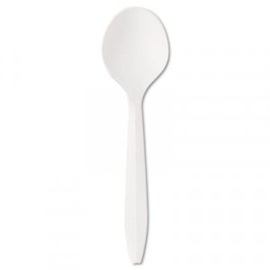 Mediumweight Polypropylene Cutlery, Soup Spoon, White