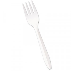 Mediumweight Polypropylene Cutlery, Fork, White