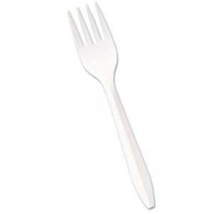 Mediumweight Polypropylene Cutlery, Fork, White
