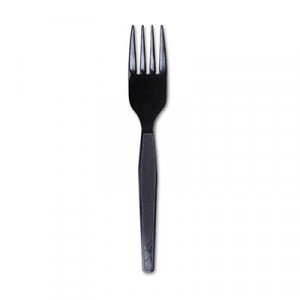 Plastic Cutlery, Heavy Mediumweight Forks, Black