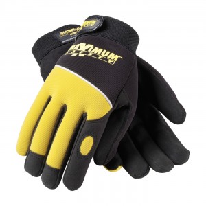 Professional Mechanic's Gloves, Blk. and Hi-Vis Yellow Size Large