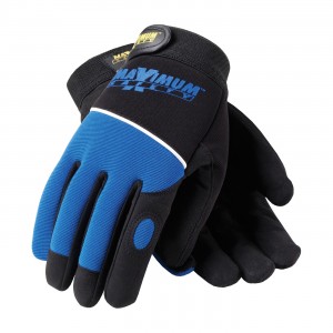 Professional Mechanic's Gloves, Blk. and Bl. Size Large