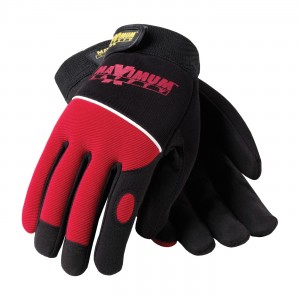 Professional Mechanic's Gloves, Blk. and Red Size Large