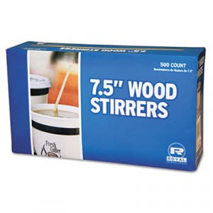 Stir Sticks 7.5" Round Wooden Coffee 10/500