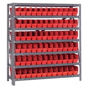 Quantum shelf bin units 12" x 36" x 39" Red