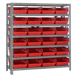 Quantum shelf bin units 12" x 36" x 39" Red