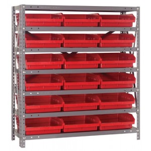 Quantum shelf bin units 12" x 36" x 39" Red